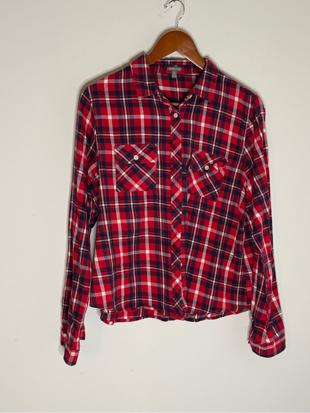 Charlotte Russe Red Plaid Button-Down Shirt